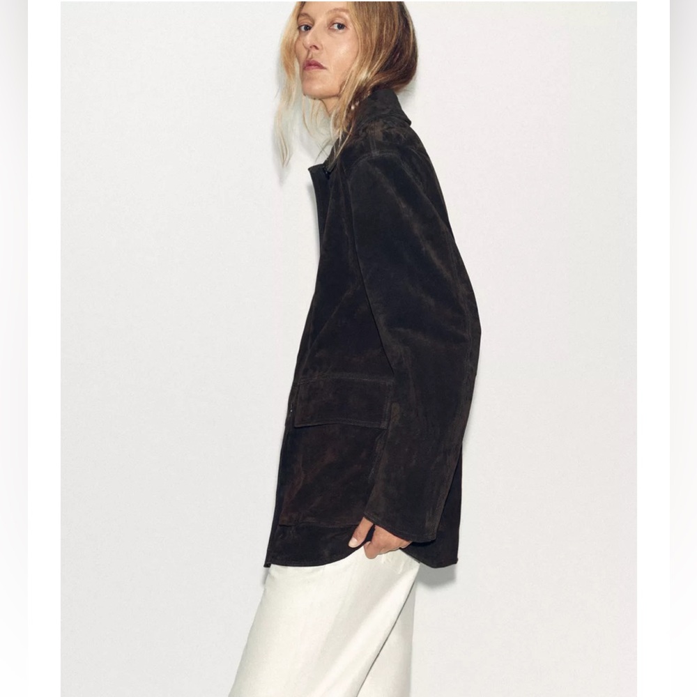 ZARA 100% SUEDE LEATHER JACKET NWT - Picture 4 of 16